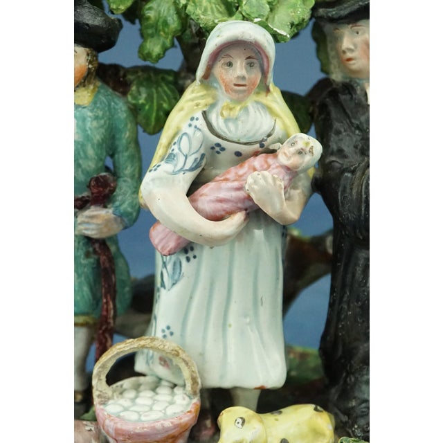 19th Century English Staffordshire Ceramic Sculpture of Peasant Family with Child attributable to John Dale, 1800s For Sale - Image 11 of 18