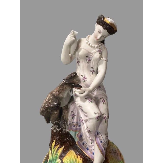Antique Victorian Figural Bisque Porcelain 11" Statue Hebe & Eagle For Sale - Image 6 of 8