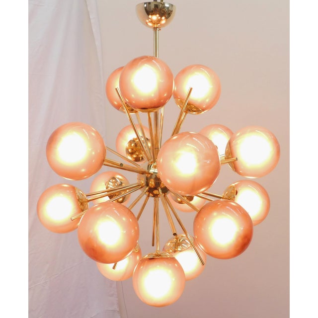 Italian 21st Century Diciotto Polished Brass Frosted Amethyst Murano Sputnik Chandelier by Fabio LTD For Sale - Image 3 of 4