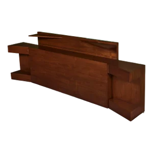 Custom American Walnut King Headboard With Nightstands