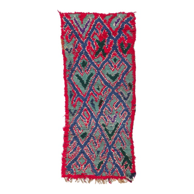 Vintage Boucherouite Moroccan Rag Rug - 02'05 X 05'06 For Sale