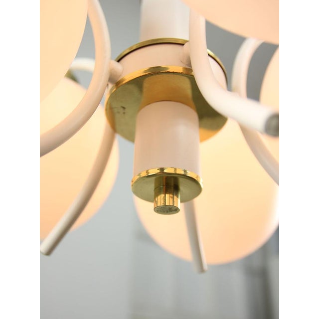 Mid-Century Modern Italian Brass and Opaline Chandelier For Sale - Image 10 of 18