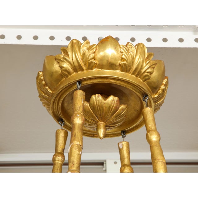 Bespoke Giltwood Hand-Carved Chandelier in the Neoclassic Manner For Sale - Image 4 of 11
