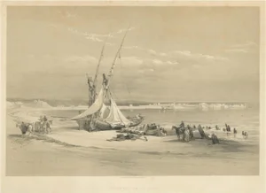 After D. Roberts, A View of Tyre, Lebanon, 1845, Print