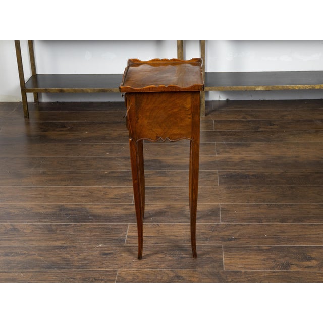 French, 1900s, Walnut Side Table with Carved Tray Top and Four Small Drawers For Sale - Image 11 of 12
