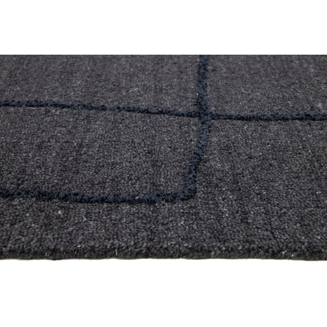 12 X 15 Contemporary Hand Loom Wool Rug in Gray With Abstract Design For Sale - Image 10 of 10