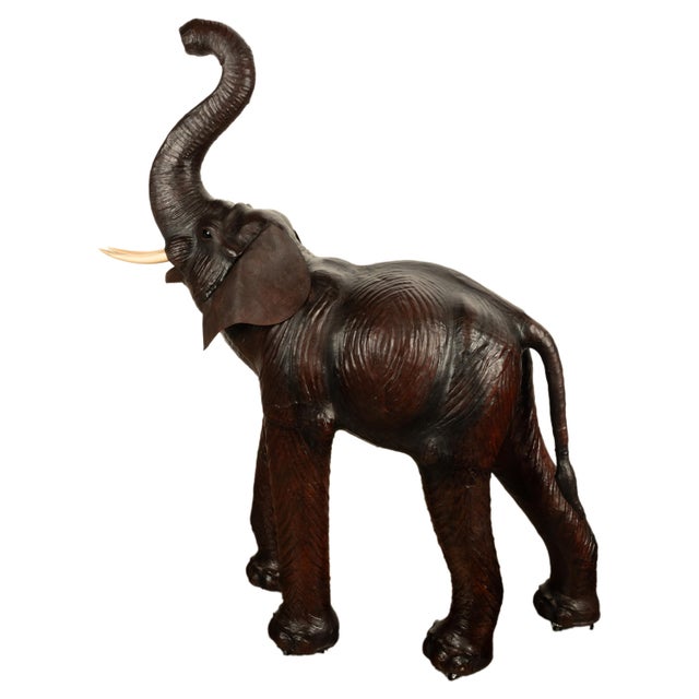 1930s Liberty of London Life Size Leather Baby Elephant Glass Eyes For Sale - Image 4 of 12