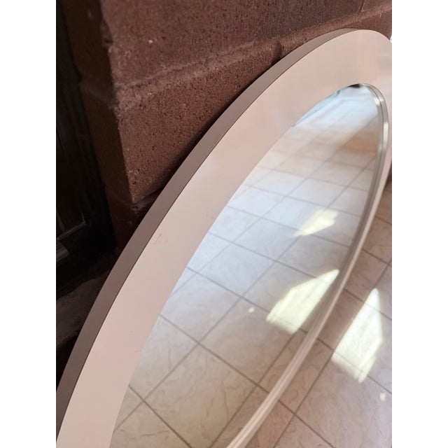 Ettore Sottsass Monumental 44” Round Postmodern White Laminate Wall Mirror, 1980s For Sale - Image 4 of 6
