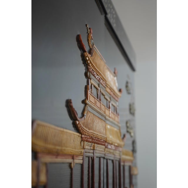 Chinese Lacquer Ebonized 6 Panel Screen Divider For Sale - Image 12 of 17