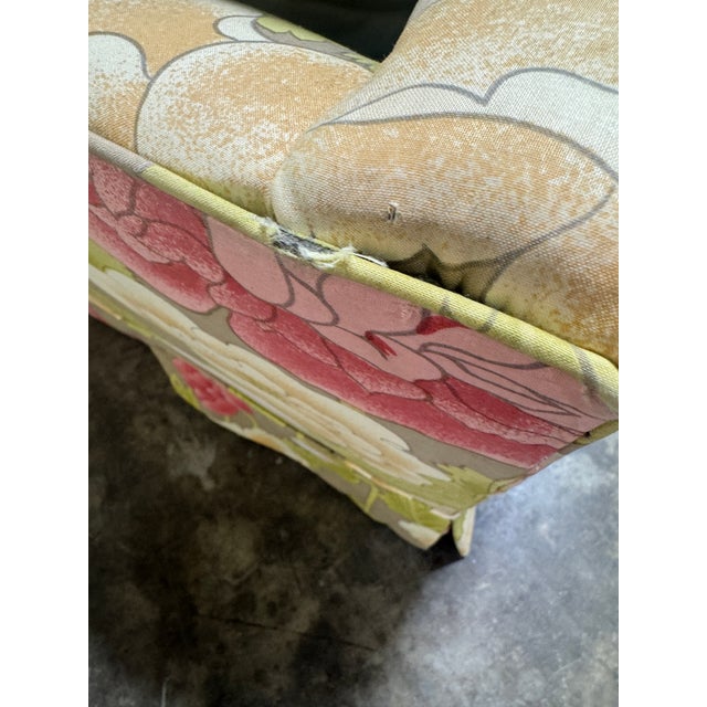 1990s Vintage 80s Quilted Floral Sofa For Sale - Image 5 of 8