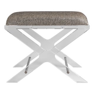 Delano Nickel Roxanne Lucite X-Bench For Sale