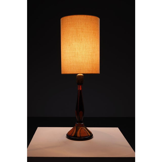Brown Amsterdamse School Table Lamp by H. Steinpatz For Sale - Image 8 of 11