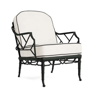 Brown Jordan Calcutta Lounge Chair in Black Jade with Sea Salt and Castaway Welt Cushions For Sale