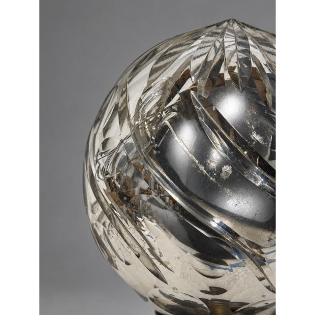 Bronze 19th Century, French Spiral-Cut Mercury Glass Newel Post Finial With Bronze Base For Sale - Image 8 of 8