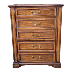 Henredon Fine Furniture 5 Drawers Walnut and Mission Oak Chest of Drawers