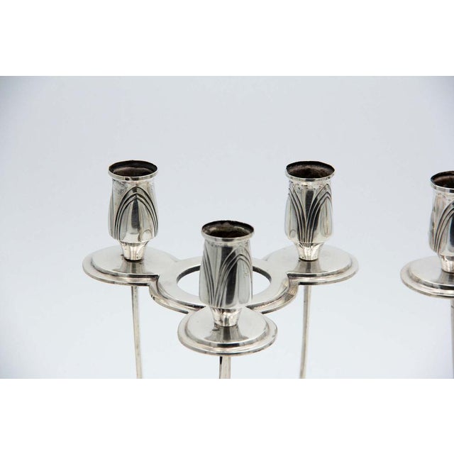 Silver Candlesticks with Circular Bases, Set of 2 For Sale - Image 3 of 4