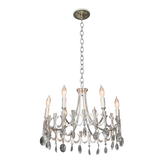 Silverplate Six-Light Chandelier Attributed to Sciolari For Sale
