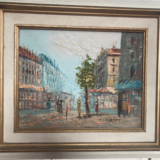1950s Pair of Framed Caroline Burnett Parisian Street Scenes For Sale - Image 4 of 12