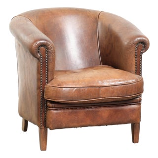 Club Chair in Sheepskin Leather For Sale