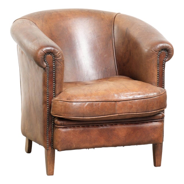 Club Chair in Sheepskin Leather For Sale