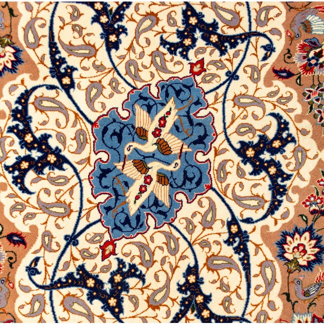1970s Persian Isfahan Wool and Silk Hand Knotted Wall Hanging For Sale - Image 11 of 16