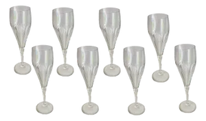 Champaign Flûte Glasses in Crystal in Transparent Color, France, 1940s, Set of 8