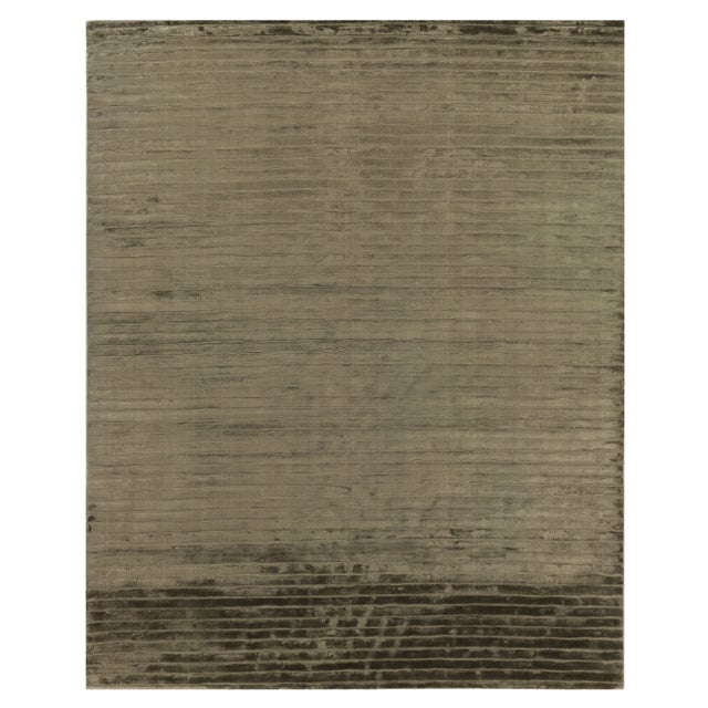 Gail hand loomViscose Khaki Rug - 9'x12' For Sale