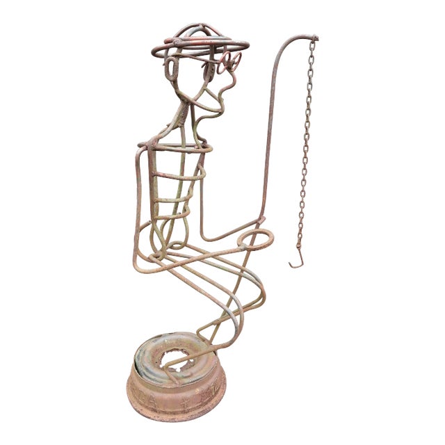 1990s "Fisherman" Metal Sculpture by A.R. Gately For Sale
