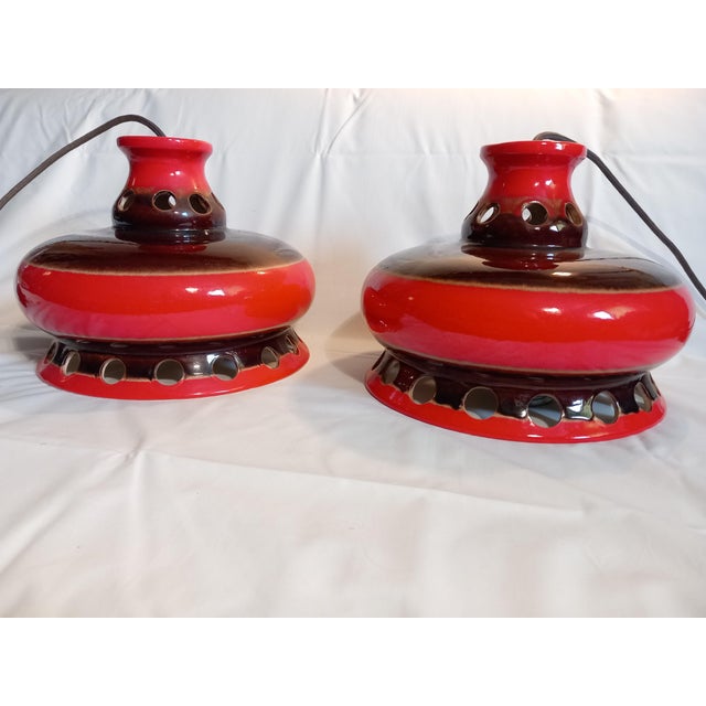 Ceramic Pendant Lamps, 1970s, Set of 2 For Sale - Image 4 of 11