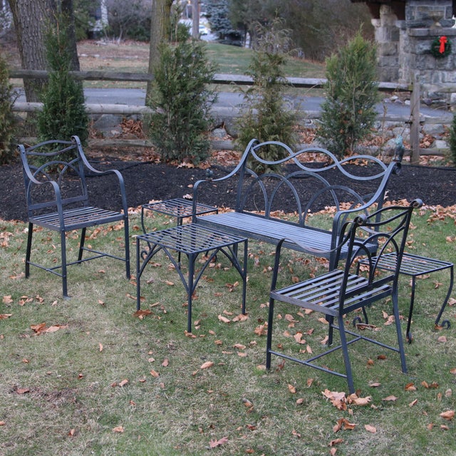 Regency Winterthur Wrought Iron Garden Set Chairish