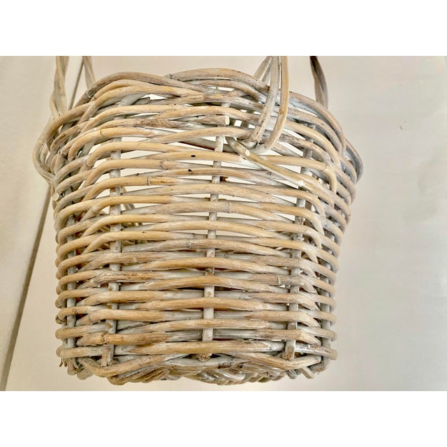 Brown Vintage Rattan Unique Hanging Basket For Sale - Image 8 of 13