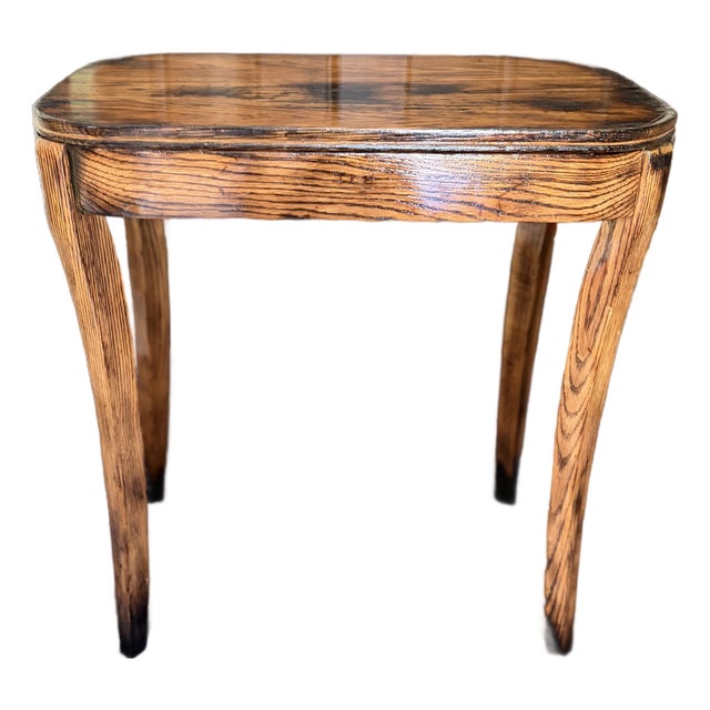 1920s Solid Oak Shou Sugi Ban Accent Table For Sale