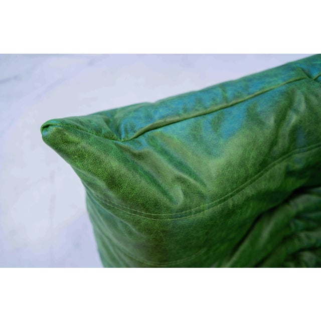 Togo Sofa in Green Leather by Michel Ducaroy, 1970s For Sale - Image 13 of 17