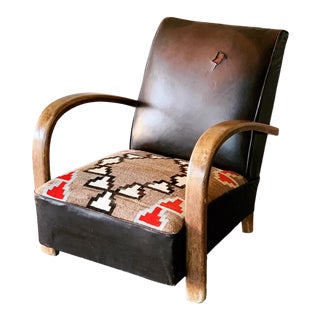Leather Navajo Art Deco Chair For Sale