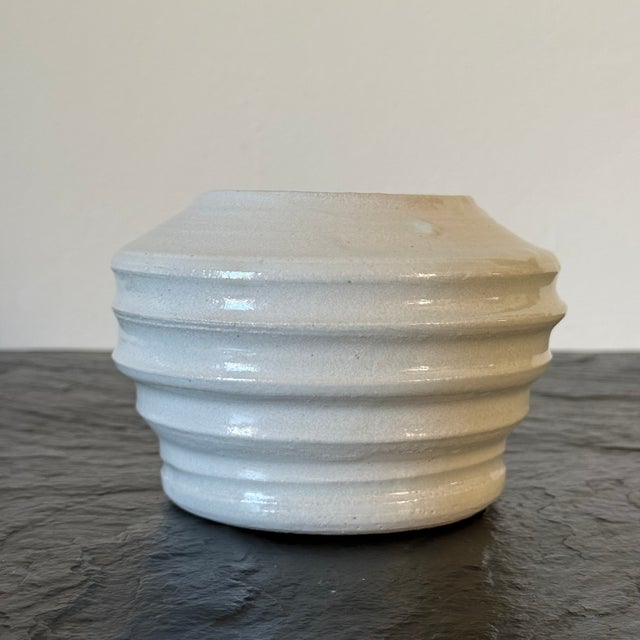 Vintage Hand Thrown California Studio Ceramic Vase with Ribbed Details Measures approx: 5D x 4H Please visit my other...