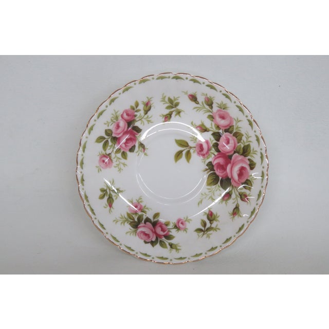 Ceramic Mid 20th Century Royal Albert Flower of the Month Series Pink June Roses Bone China Saucer For Sale - Image 7 of 7