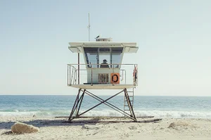 "On Duty" Contemporary Beach Scene Color Photograph