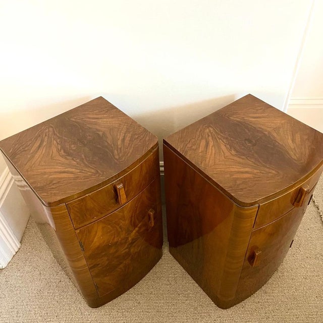 Art Deco Walnut Bedside Tables, Set of 2 For Sale - Image 10 of 15