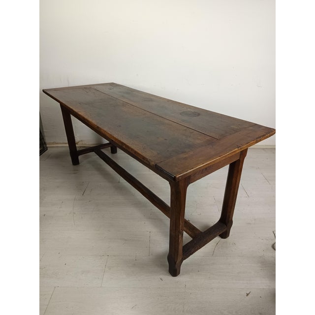 Wood Oak and Walnut Farmhouse Table For Sale - Image 7 of 18