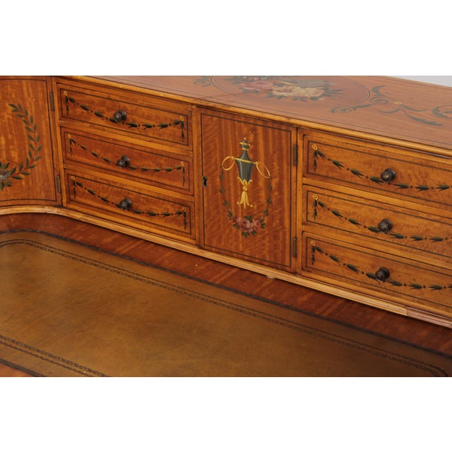 Vintage Edwardian Satinwood Painted Carlton House Desk For Sale - Image 16 of 18