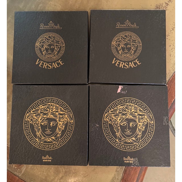 1990s Set of 4 Rosenthal Versace Primavera 7 1/8"Bread & Butter Plate Original Box For Sale - Image 9 of 9