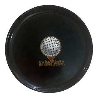 Vintage Couroc Golf Ball Hand Inlay Tray For Sale