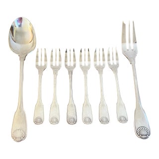 Christofle Silver Plated Vendome Pattern Flatware Dessert Set of 8 For Sale
