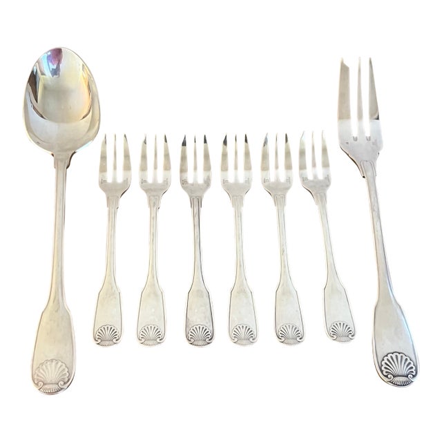Christofle Silver Plated Vendome Pattern Flatware Dessert Set of 8 For Sale
