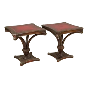 1930s Pair of Traditional English Style Plume Lamp Tables Styled After the Duke of Windsor's Ostri