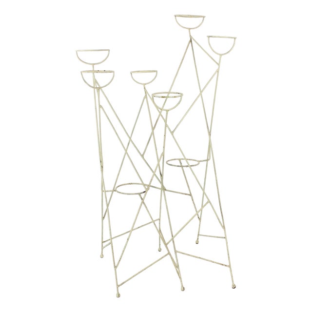 Large Mid-Century Modern Steel Plant Holder Stand, Czechoslovakia, 1960s For Sale