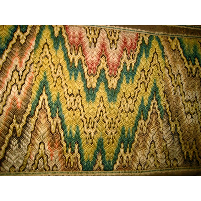 Early 18th Century Pair of Flame Stitch Bargello Embroidery Valence 18 Century For Sale - Image 5 of 14