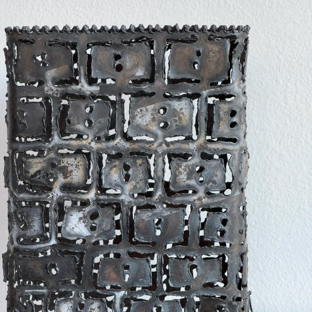 Late 20th Century Brutalist Torch Cut Metal Luminary For Sale - Image 12 of 12