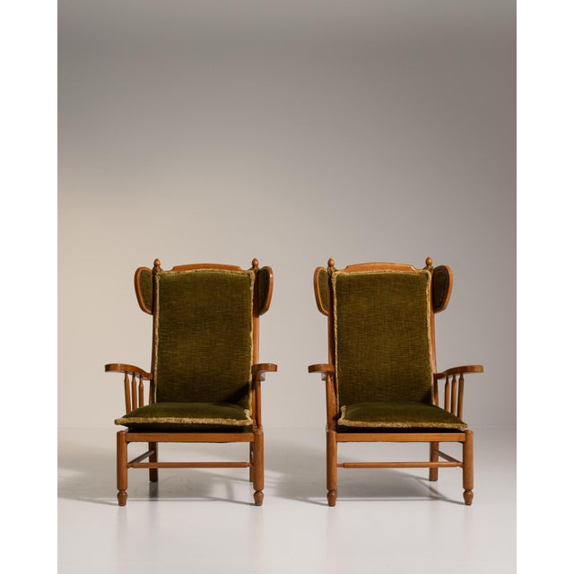 1970s Brown Wood Pair of Lounge Chairs For Sale - Image 12 of 16