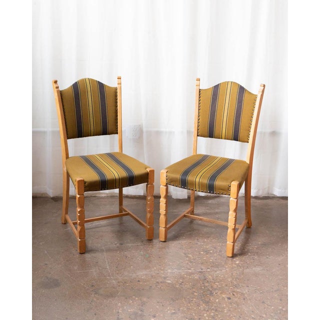 Mid-Century Modern Set of Six Danish Modern Oak and Wool Dining Chairs in the Manner of Henning Kjærnulf, 1970s For Sale - Image 3 of 17